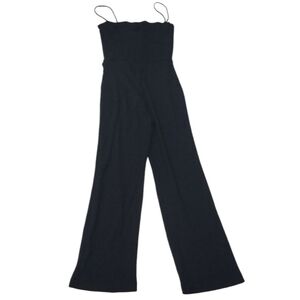 Reformation Black Ribbed Stretch Crop  Jumpsuit Sz S